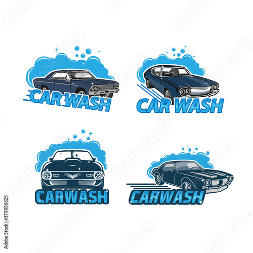 car wash service logo vector set design