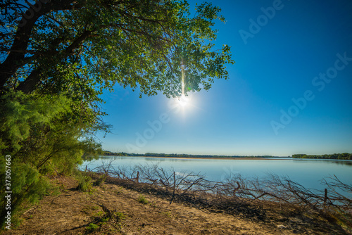 Sunny day in the river bank photo