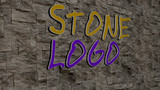 STONE LOGO text on textured wall, 3D illustration