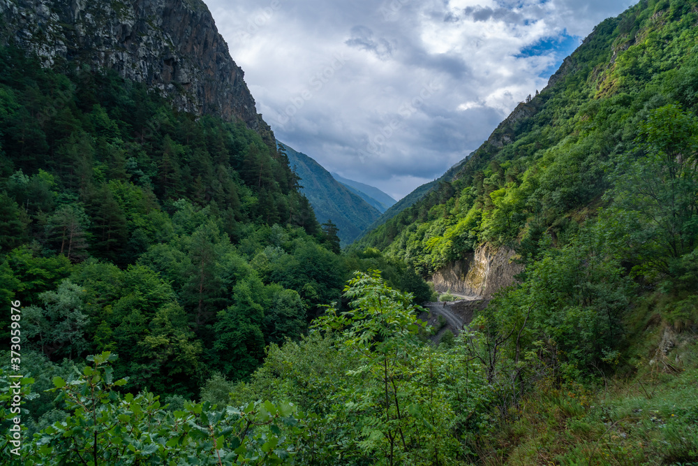 Beautiful mountain landscape in Upper Khevsureti, Georgia