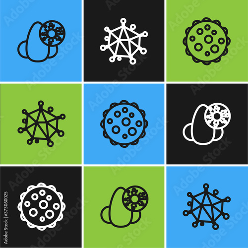 Set line Runny nose and virus, Virus and icon. Vector.