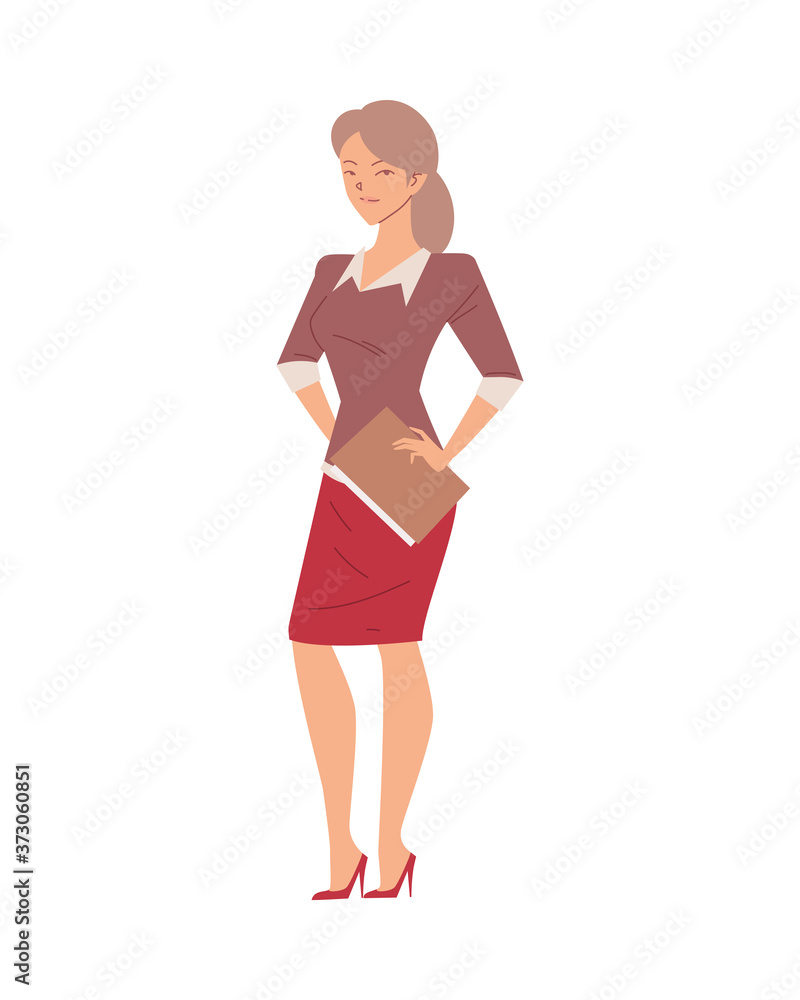 businesswoman cartoon with file vector design