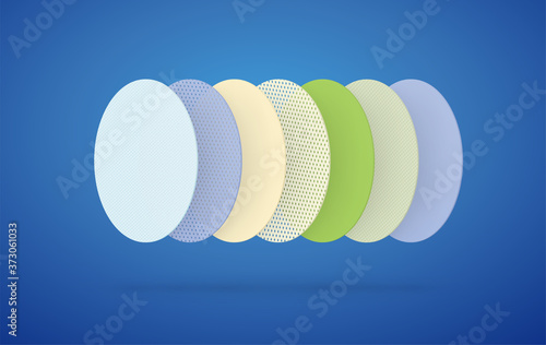 Multi layer filtering breathable protective layers of 7 sections. Concept of ventilation system through a variety fibrous fabric materials.