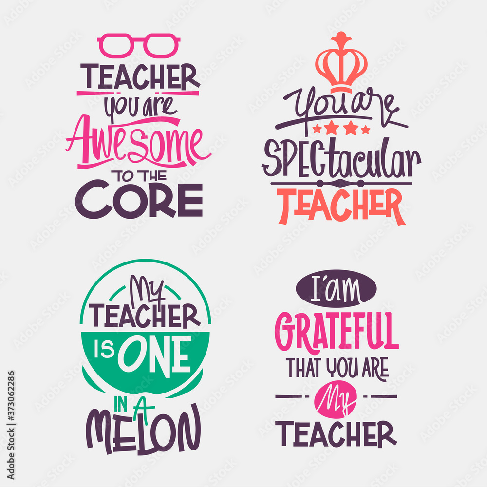 Happy Teachers Day Motivation Quote. Cutting sticker or paper for Decoration and Greeting Card