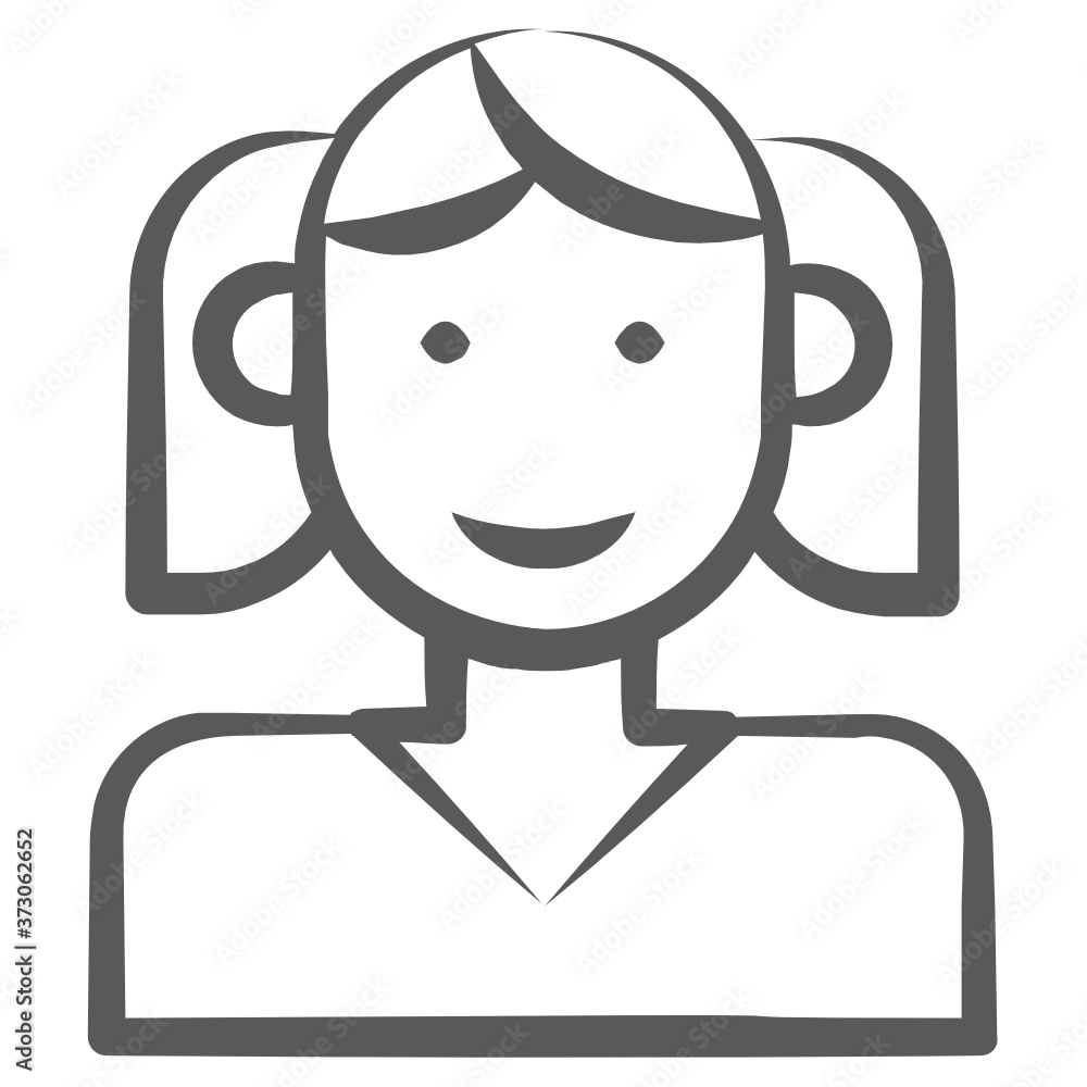 A cute school girl avatar in line icon
A cute school girl avatar in line icon