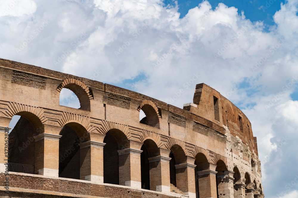 architectural details of Colosseum in Rome, Italy