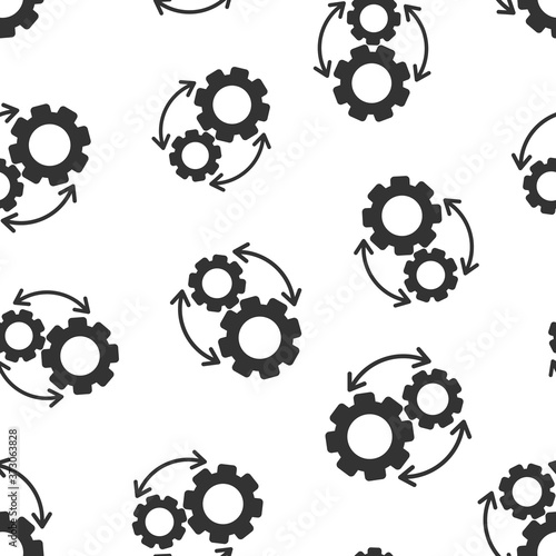 Workflow icon in flat style. Gear effective vector illustration on white isolated background. Process organization seamless pattern business concept.