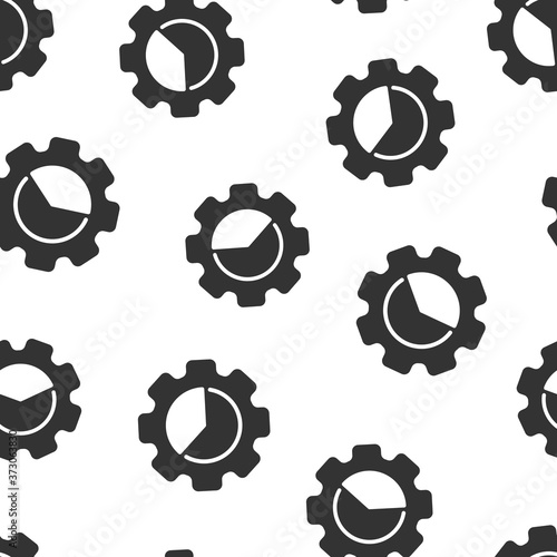 Workflow chart icon in flat style. Gear with diagram vector illustration on white isolated background. Process organization seamless pattern business concept.
