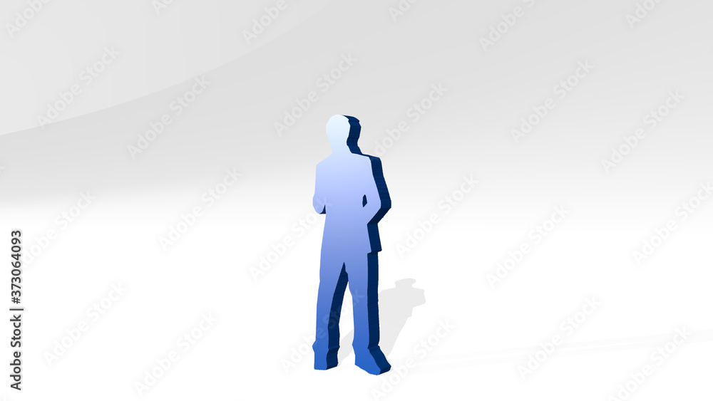 man 3D drawing icon on white floor, 3D illustration man 3D drawing icon on white floor, 3D illustration