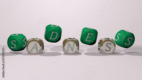 Photos SADNESS dancing cubic letters, 3D illustration