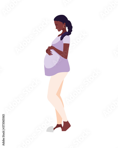 black pregnant woman cartoon vector design