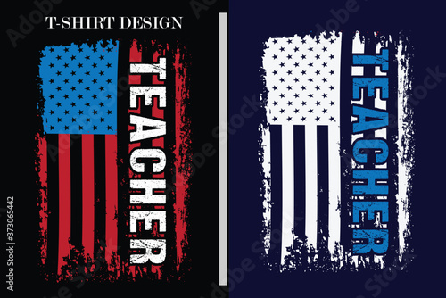 teacher USA flag t-shirt design. USA flag teacher t-shirt design.