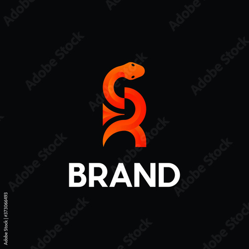 letter R snake logo design inspiration, Letter R Snake Minimalist Logo Design