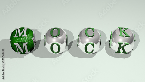 mock text of cubic individual letters, 3D illustration photo