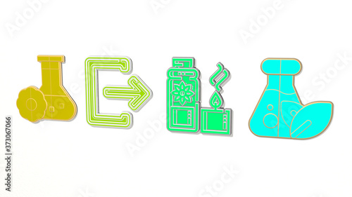 extract 4 icons set, 3D illustration