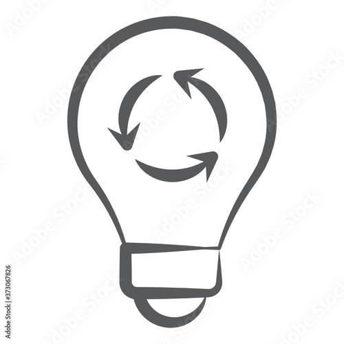
Irreversible arrows inside a bulb, energy recycle process linear vector 
