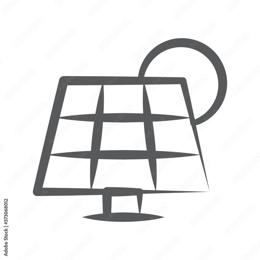 Solar plate with a sun depicting solar panel Solar plate with a sun depicting solar panel