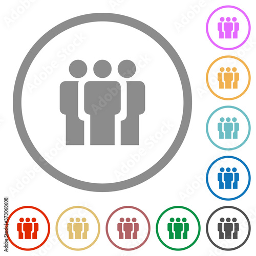 Team flat icons with outlines