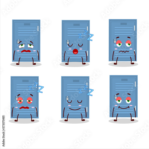 Cartoon character of locker with sleepy expression