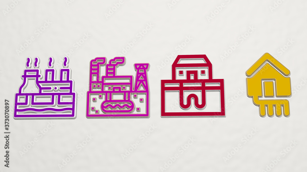 Fototapeta premium geothermal 4 icons set, 3D illustration