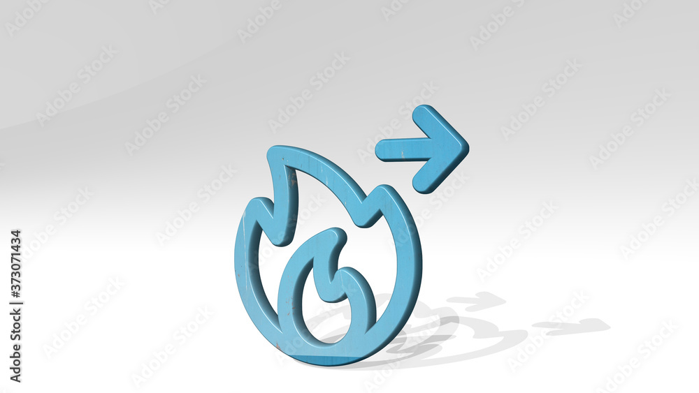 SAFETY FLAME RIGHT 3D icon standing on the floor, 3D illustration SAFETY FLAME RIGHT 3D icon standing on the floor, 3D illustration