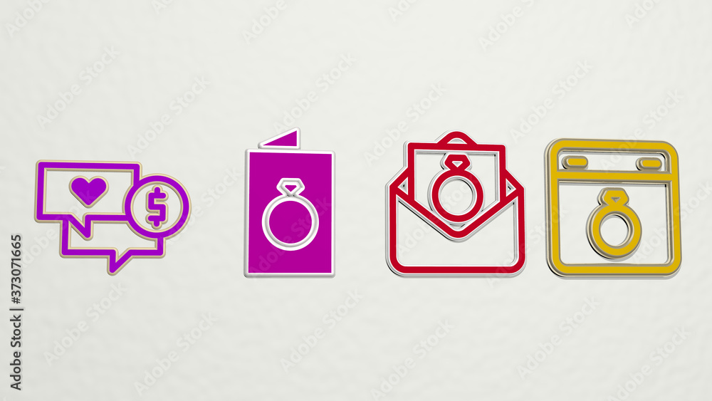 engagement 4 icons set, 3D illustration engagement 4 icons set, 3D illustration