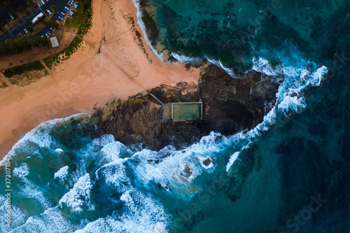 Photography Mona Vale rock pools top down aerial drone photo