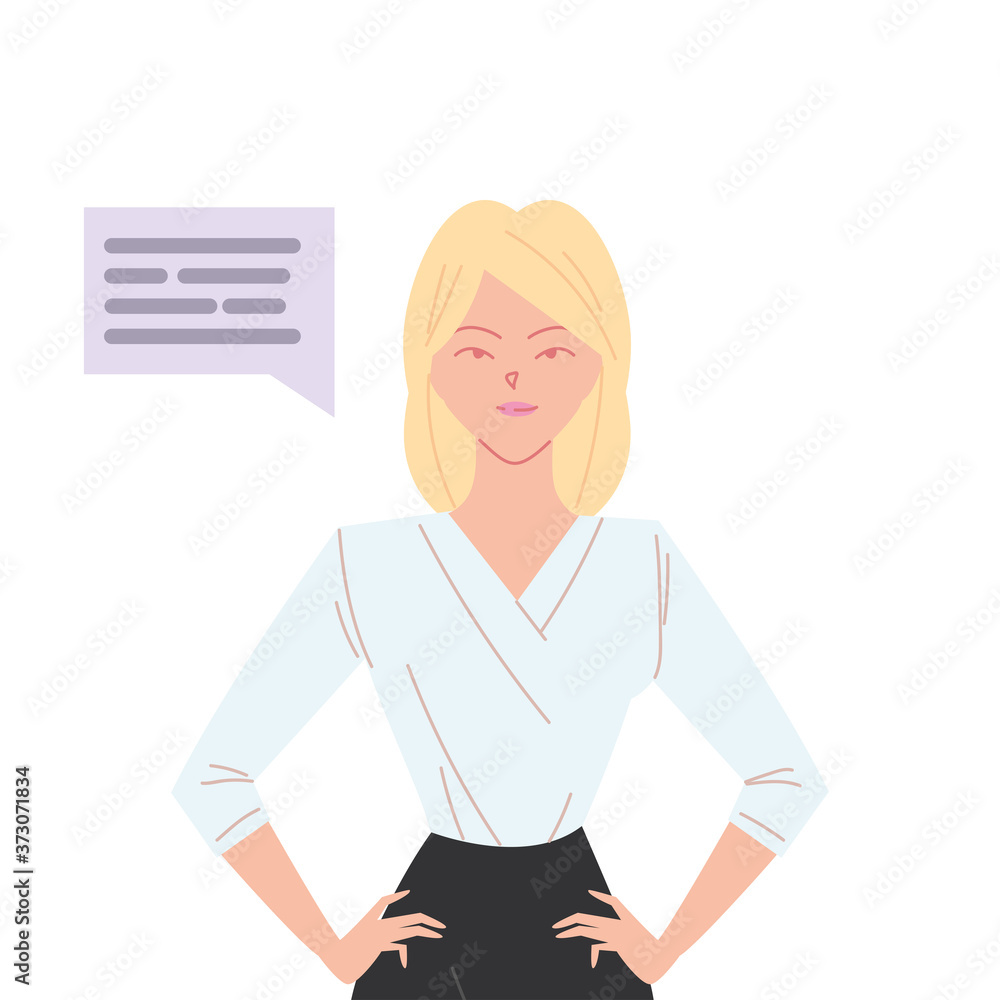 blond businesswoman cartoon with communication bubble vector design blond businesswoman cartoon with communication bubble vector design
