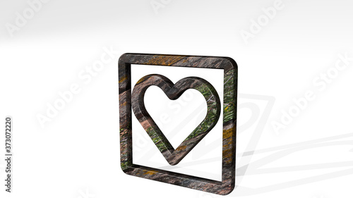 MASK HEART 3D icon standing on the floor, 3D illustration