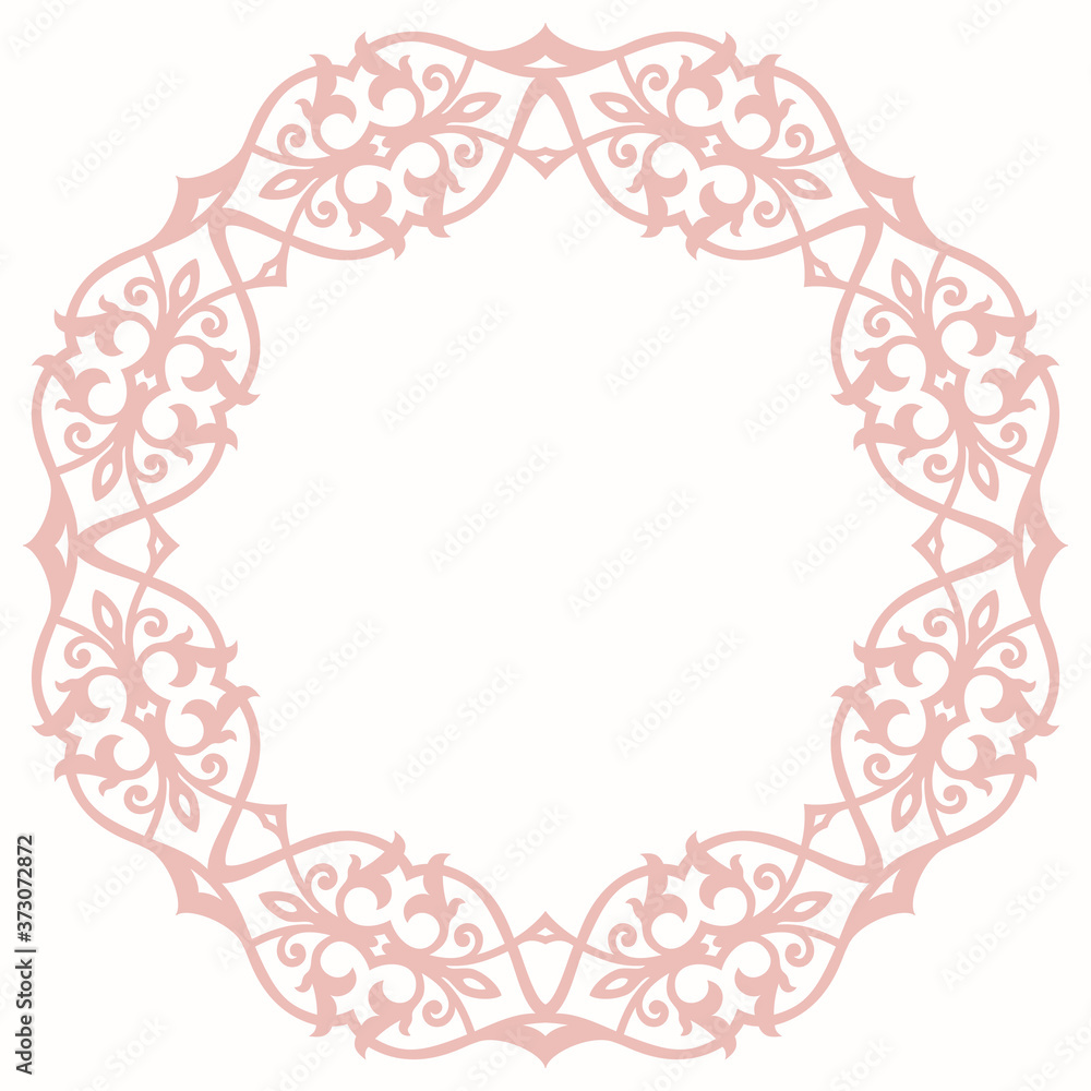 Elegant vintage vector ornament in classic style. Abstract traditional round pink pattern with oriental elements. Classic vintage pattern