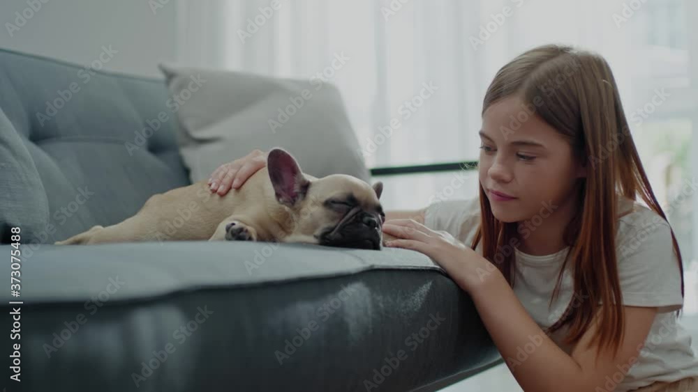 Nice Teen Watches Her Sleeping Puppy. Nice Teen Watches Her Sleeping Puppy.