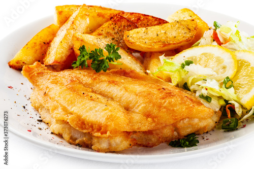 Fried fish with potatoes
