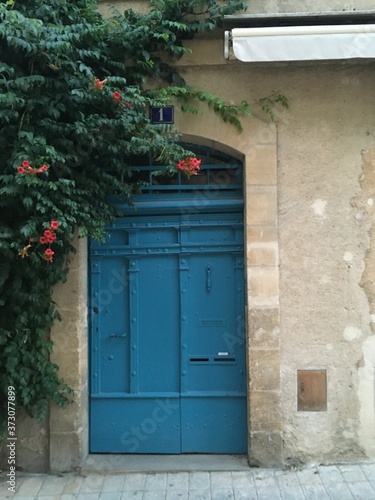 Porte bleue fleurie © Louis