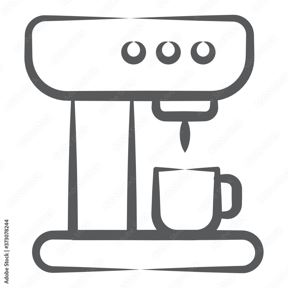 Coffee maker machine icon in doodle style, coffee dispenser editable vector Coffee maker machine icon in doodle style, coffee dispenser editable vector