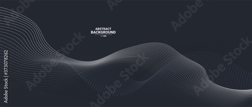 Abstract dark background with flowing particles. Digital future technology concept. vector illustration.	

