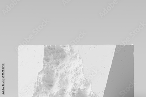 White stones object display podium  minimalistic object placement light backdrop  cosmetic product stone plate platform background  3d rendering
