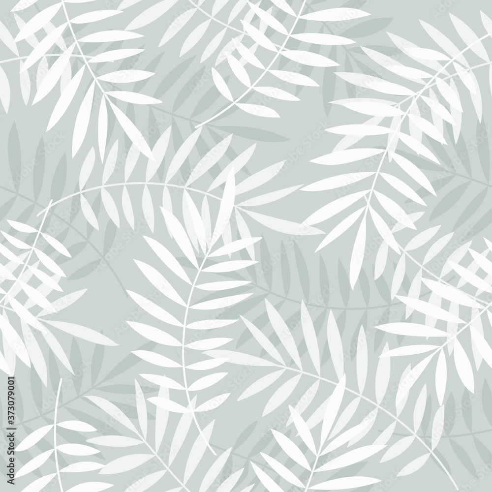 Fototapeta Palm leaves seamless vector pattern. Minimal floral background. Exotic tropical plant leaf print illustration. Summer jungle print. Leaves of palm tree on paint lines.