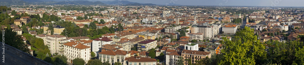 Bergamo, Italy. Amazing landscape at the downtown from the old town located on the top of the hill. Bergamo one of the beautiful city in Italy