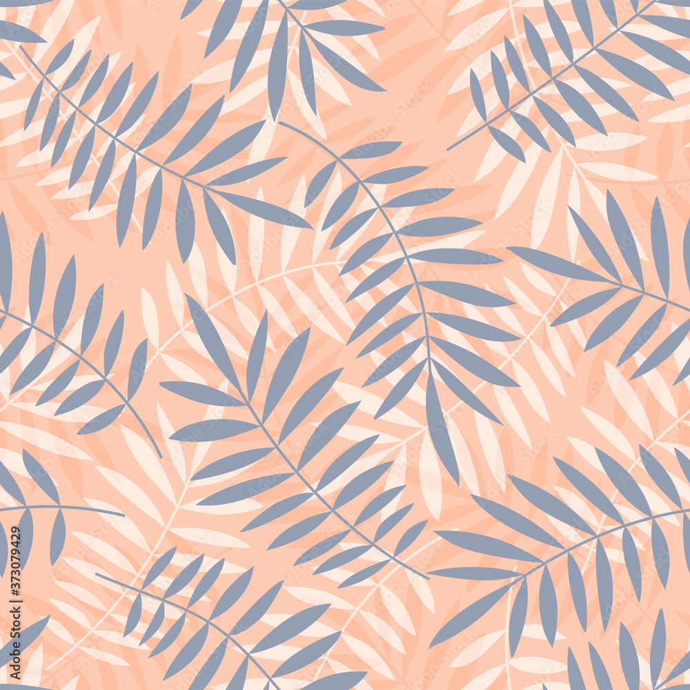 Palm leaves seamless vector pattern. Minimal floral background. Exotic tropical plant leaf print illustration. Summer jungle print. Leaves of palm tree on paint lines. Palm leaves seamless vector pattern. Minimal floral background. Exotic tropical plant leaf print illustration. Summer jungle print. Leaves of palm tree on paint lines.
