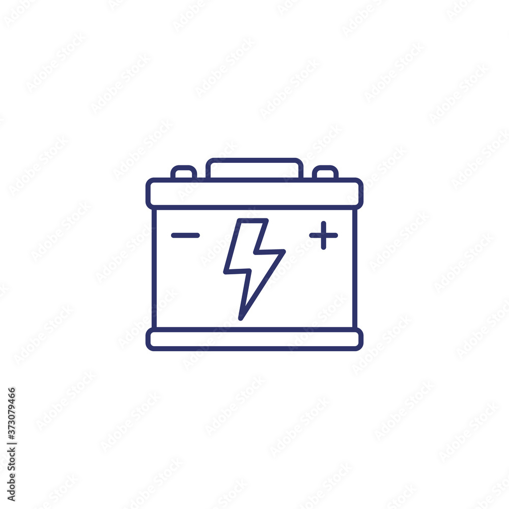 car battery line icon on white car battery line icon on white