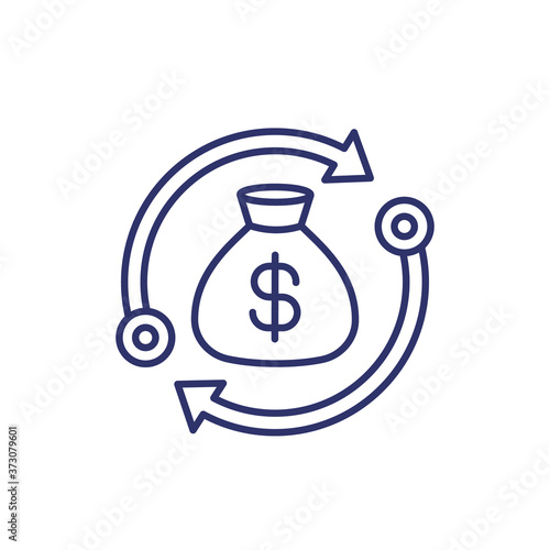reinvest money line icon on white
