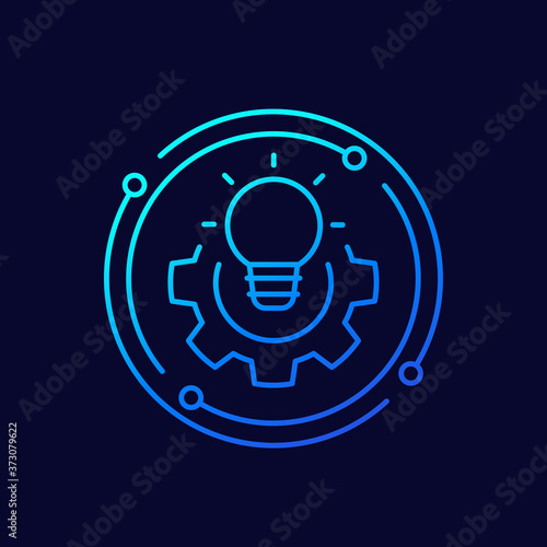 solution line icon with light bulb