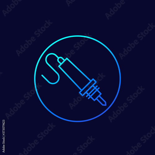 soldering iron, solder line icon, vector