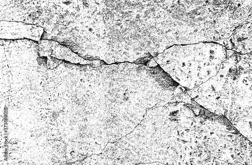 Distress old cracked concrete vector texture. EPS8 illustration. Black and white grunge background. Stone, asphalt, plaster, marble. My collection of background textures.