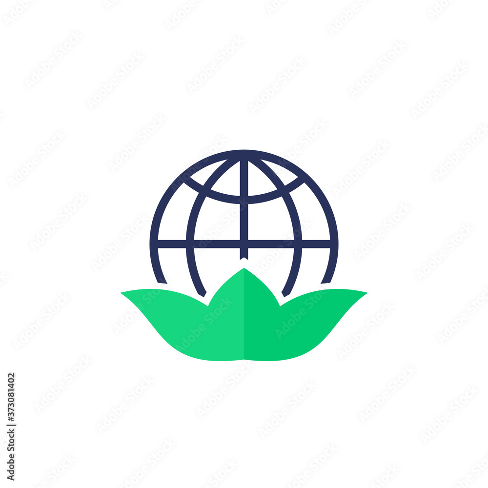 green leaf and globe icon