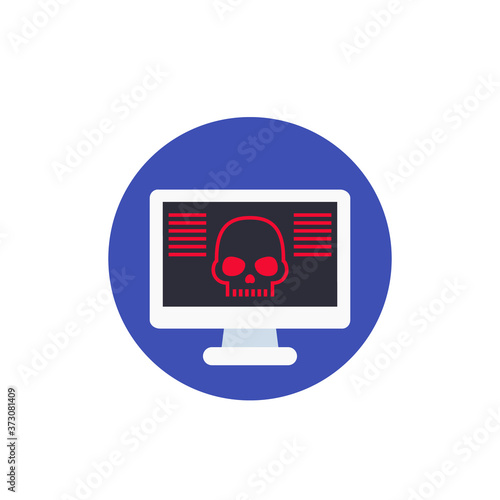 malware, online scam, virus in computer vector icon