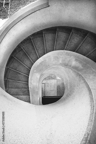 Wallpaper Mural Spiral stairway top view in black and white color. Torontodigital.ca