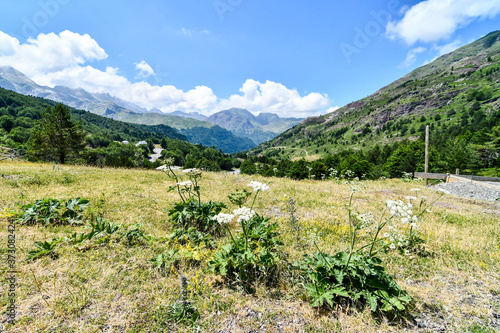 European Border between spain and france in the pyrenees mountains, andorra, road sign, europe photo