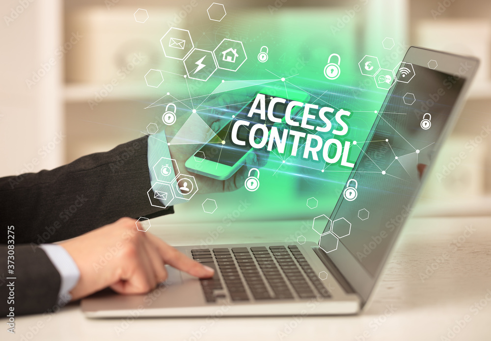 ACCESS CONTROL inscription on laptop, internet security and data protection concept, blockchain and cybersecurity ACCESS CONTROL inscription on laptop, internet security and data protection concept, blockchain and cybersecurity