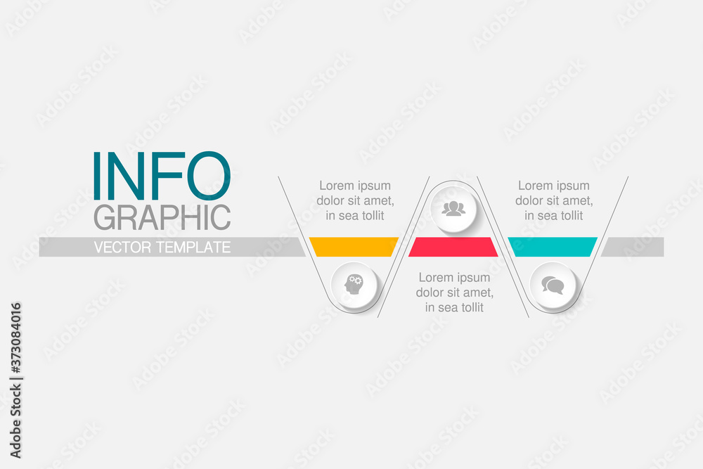 Obraz premium Vector infographic template with 3 steps or options. Data presentation, business concept design for web, brochure, diagram.
